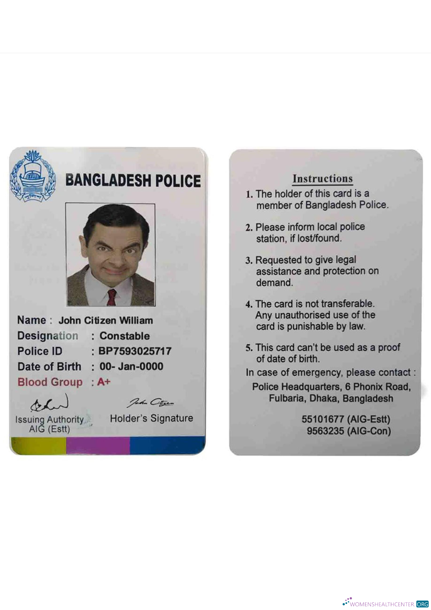 Download Bangladesh police ID Photoshop template